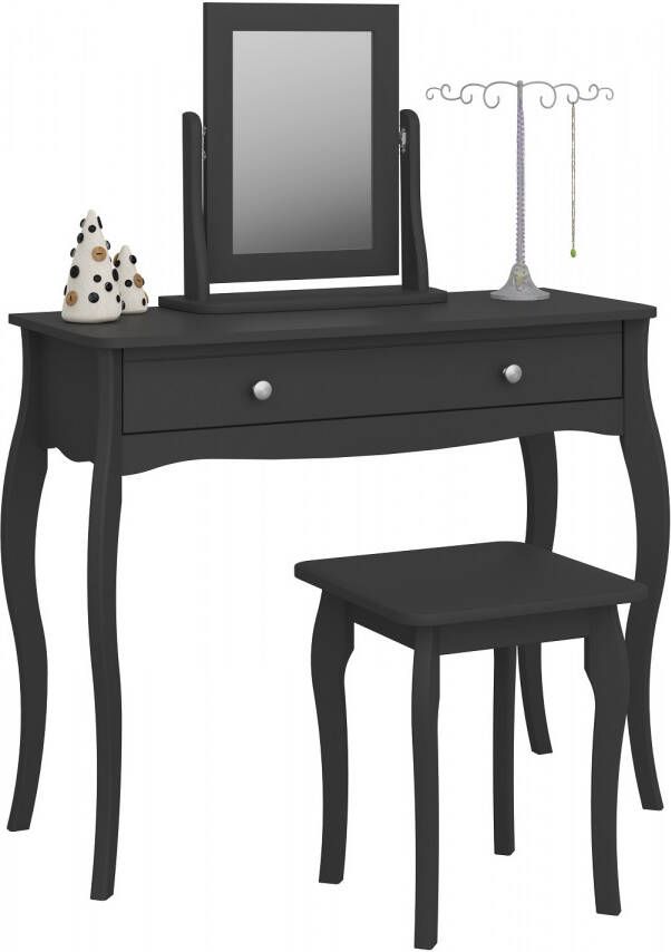 DS Style Kaptafel Set Baroque 100 cm breed in zwart met spiegel