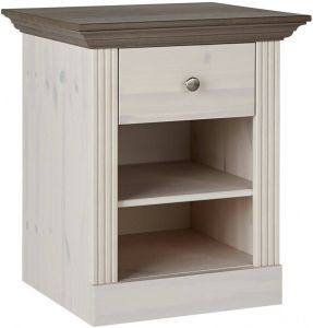 DS Style Nachtkastje Monaco 62 cm hoog in wit whitewash met steen