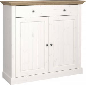 DS Style Schoenenkast Monaco 110 cm hoog in wit whitewash met steen