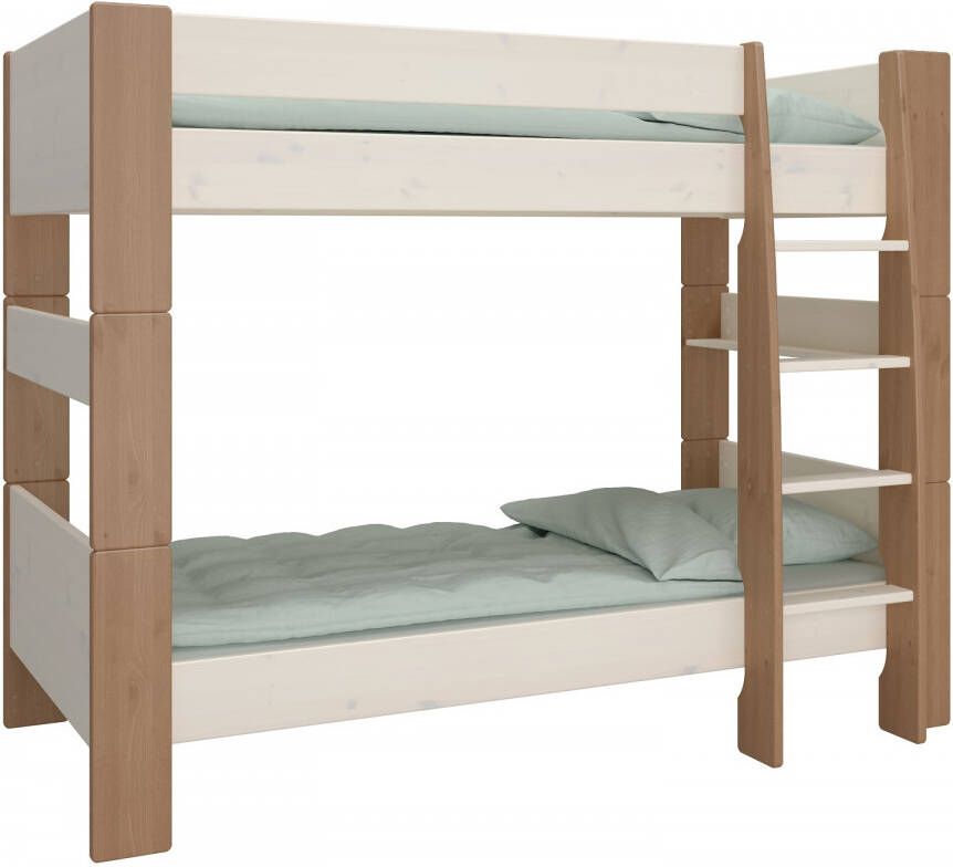 DS Style Stapelbed Kids 90x200cm in wit whitewash met steen