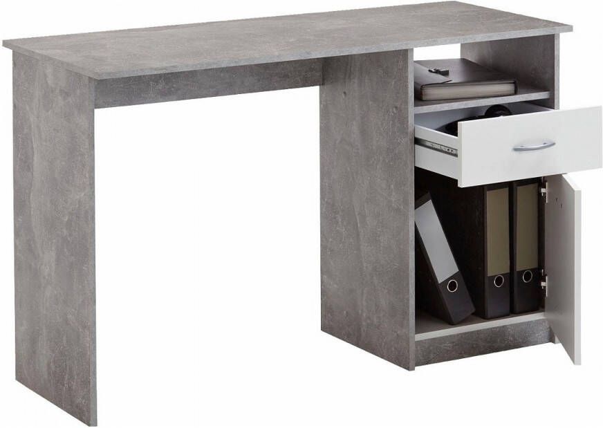 FD Furniture Bureau Jackson 123 cm breed Grijs beton met wit