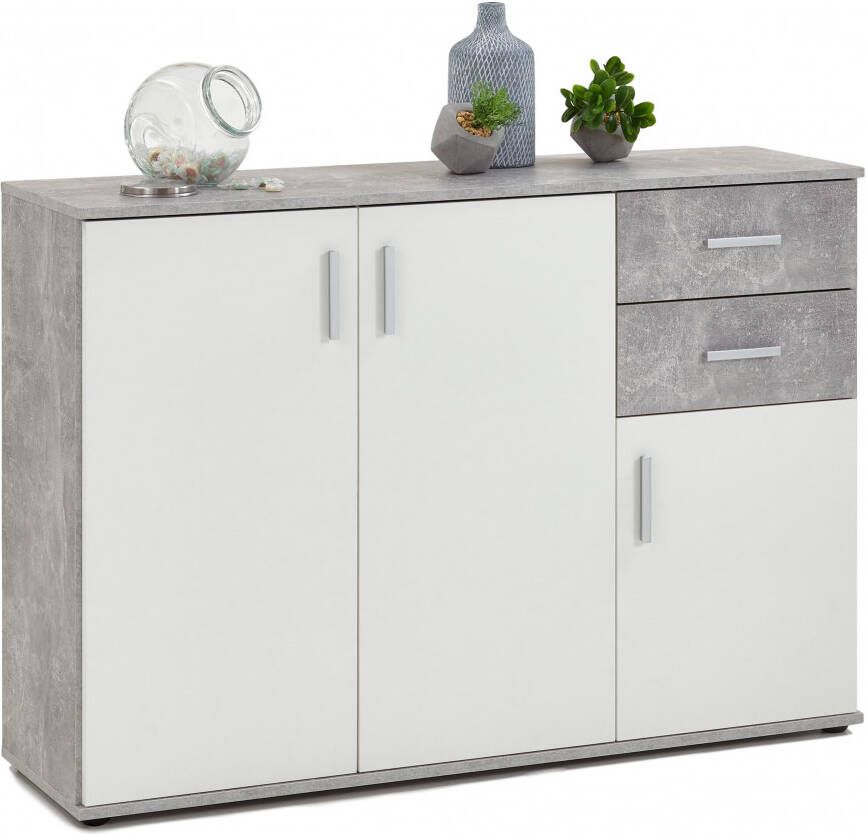 FD Furniture Dressoir Albi 120 cm breed Grijs beton met wit