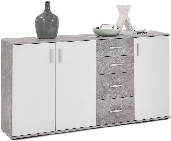 FD Furniture Dressoir Albi 160 cm breed in grijs beton met wit