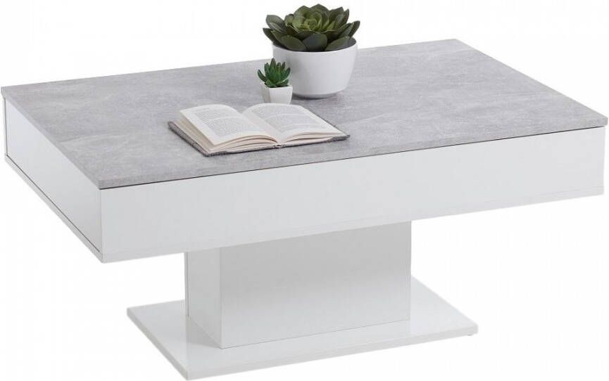 FD Furniture Salontafel Avola 100 cm breed in grijs beton met wit