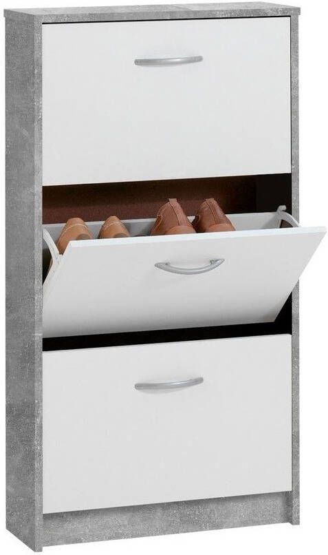 FD Furniture Schoenenkast Step 104 cm hoog in grijs beton met wit