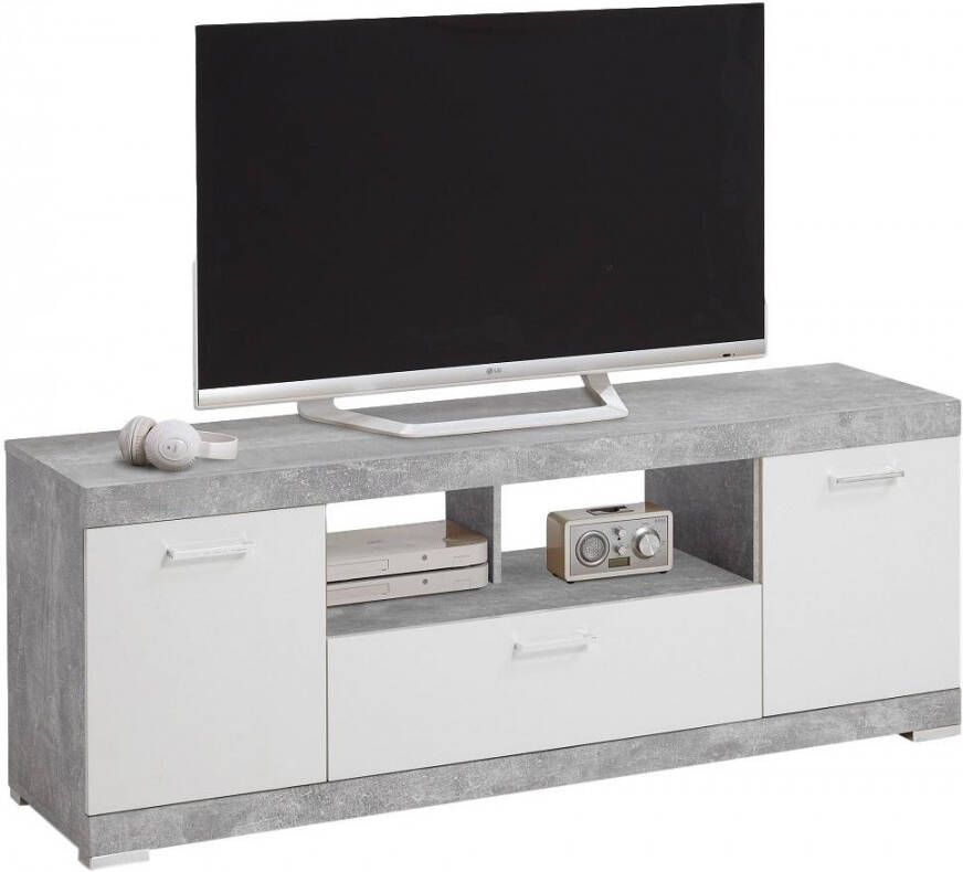 FD Furniture Tv meubel Bristol 160 cm breed Grijs beton met wit online kopen