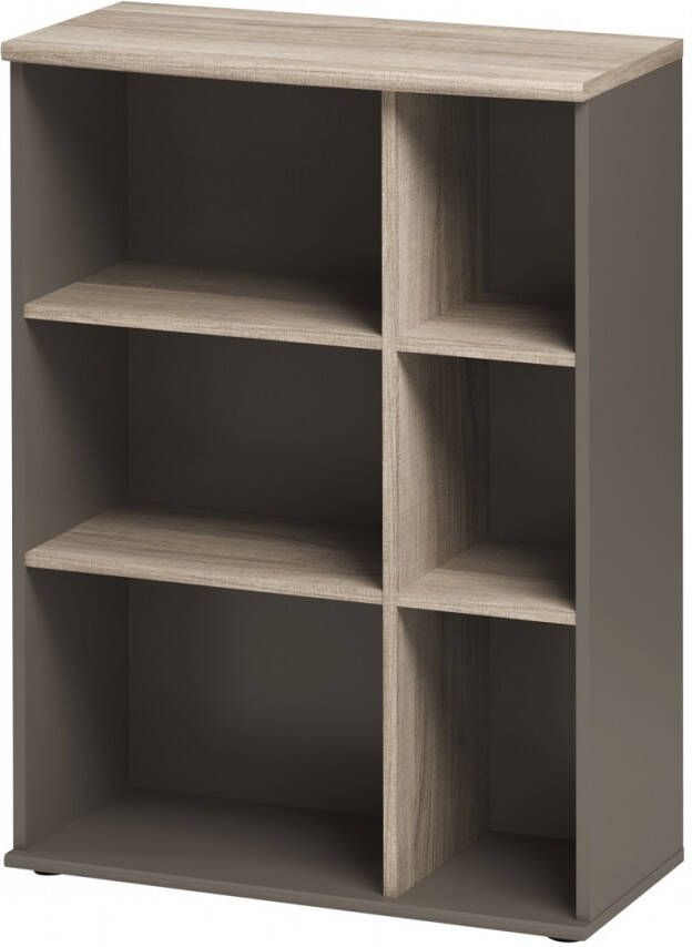 Gamillo Furniture Boekenkast Jazz 3 van 114 cm hoog in grijs eiken met grijs