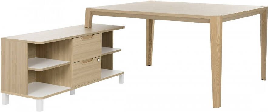 Gamillo Furniture Bureau tafel set Absolu 144 cm breed in eiken