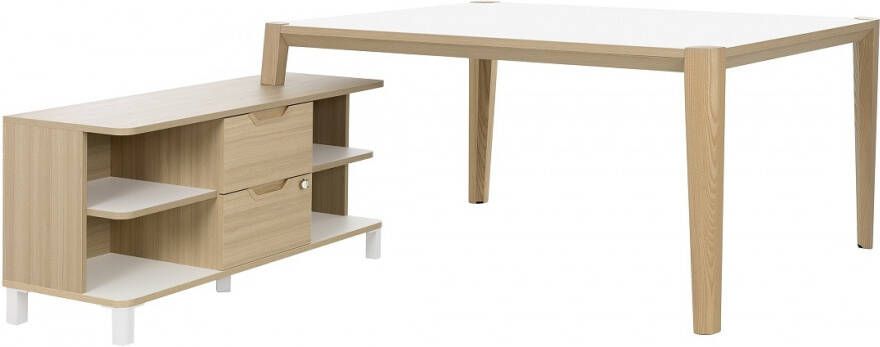 Gamillo Furniture Bureau tafel set Absolu 164 cm breed in wit met eiken