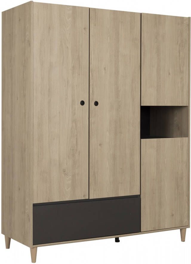 Gamillo Furniture Kledingkast Axel 195 cm hoog in kastanje met antracietgrijs