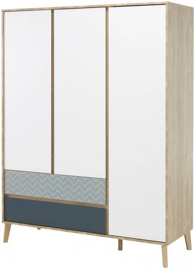 Gamillo Furniture Kledingkast Larvik 153 cm breed in wit met eiken