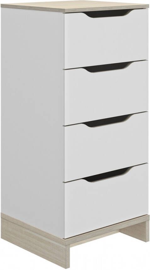 Gamillo Furniture Ladekast Gray 103 cm hoog in wit met eiken