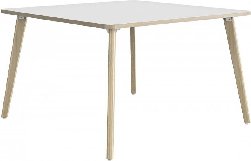 Gamillo Furniture Vierkante bureau tafel Artefact 140 cm breed in wit met eiken