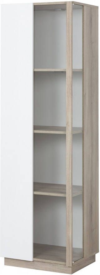 Gamillo Furniture Vitrinekast Aston M van 180 cm hoog in kronberg eiken met wit