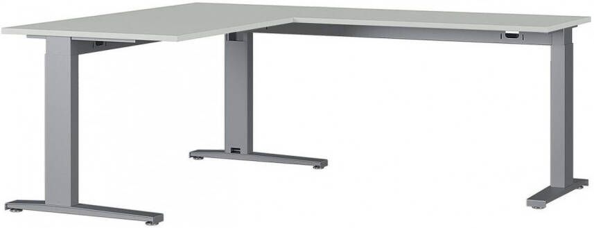 Germania Hoekbureau Agenda B160xH67 87xD193 cm in lichtgrijs met zilver