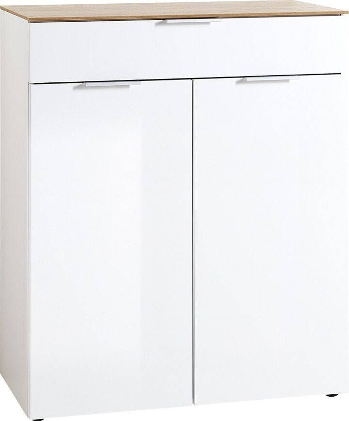 Germania Schoenenkast Cetano 106 cm hoog in hoogglans wit met navarra eiken