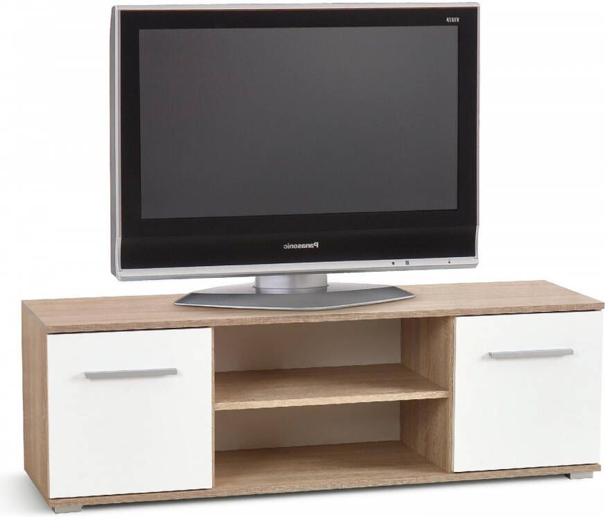 Home Style Tv meubel Lima 137 cm breed in Sonoma eiken met hoogglans wit
