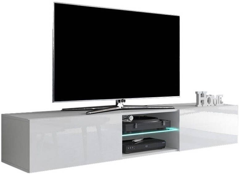 Home Style Zwevend Tv meubel Livo 180 cm breed in wit met hoogglans wit