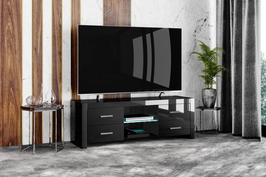 Hubertus Meble Tv meubel Andora Lux 150 cm breed Hoogglans zwart