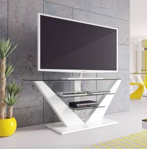 Hubertus Meble Tv meubel Luna 140 cm breed met Led Hoogglans wit