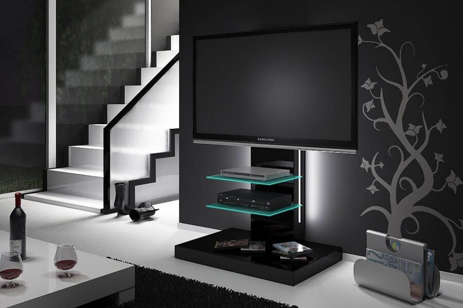 Hubertus Meble Tv meubel Marino van 133 cm hoog in Hoogglans zwart