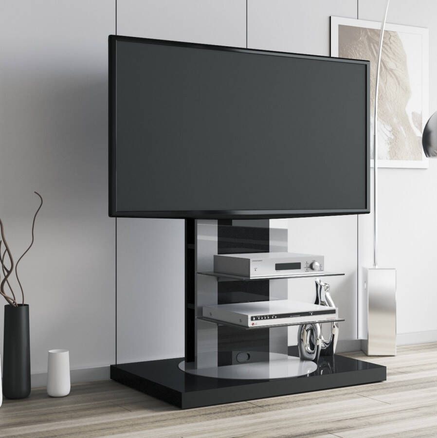Hubertus Meble Tv meubel Roma 2 van 126 cm hoog in hoogglans zwart