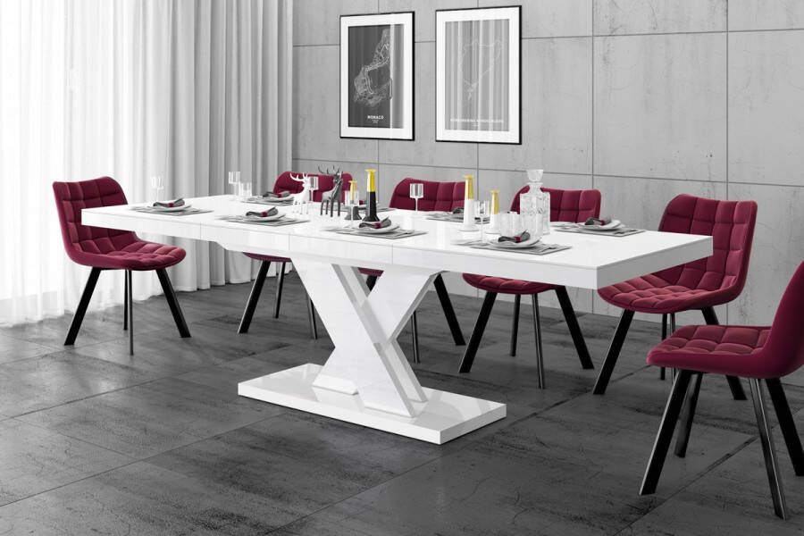 Hubertus Meble Uitschuifbare eettafel Xenon lux 160 tot 256 cm breed in hoogglans wit