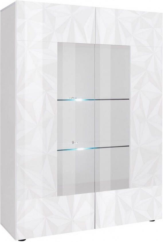 Pesaro Mobilia Buffetkast Kristal 166 cm hoog in hoogglans wit