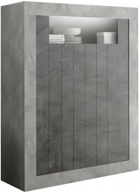 Pesaro Mobilia Buffetkast Urbino 144 cm hoog in grijs beton met oxid