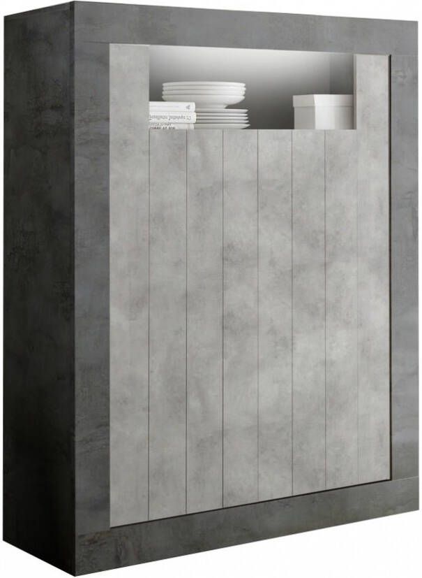 Pesaro Mobilia Buffetkast Urbino 144 cm hoog in Oxid met grijs beton