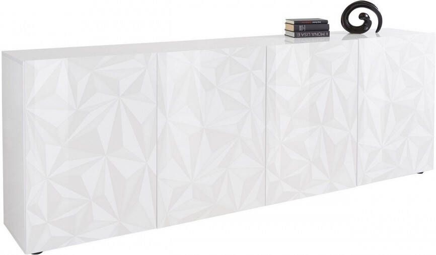 Pesaro Mobilia Dressoir Kristal met 4 deuren 241 cm breed in hoogglans wit