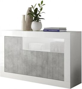 Pesaro Mobilia Dressoir Urbino 138 cm breed in hoogglans wit met grijs beton