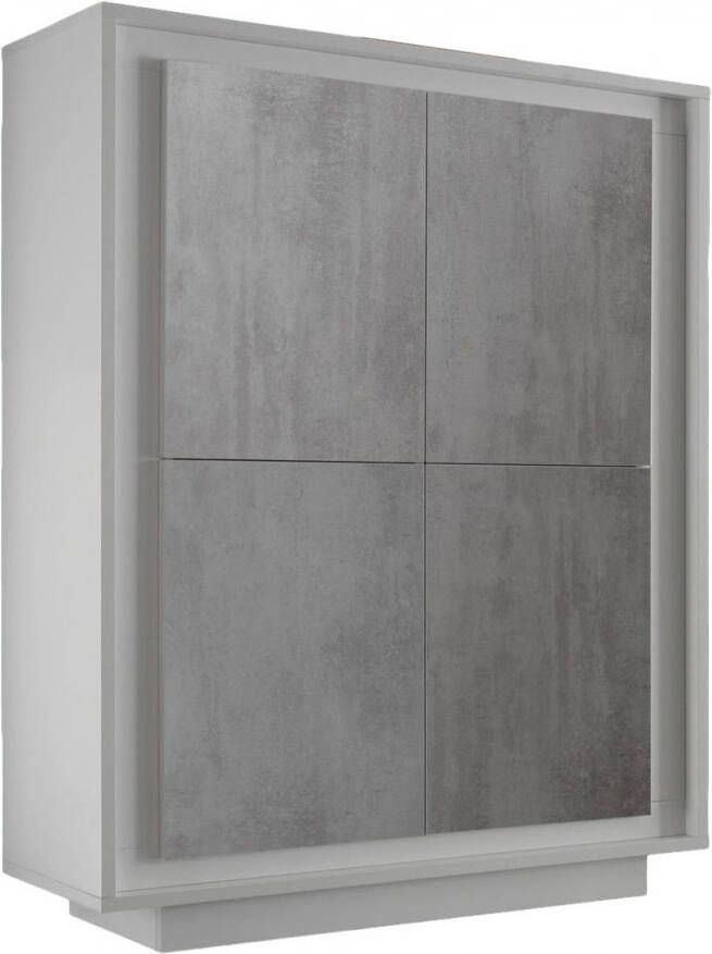 Pesaro Mobilia Opbergkast SKY 146 cm hoog Wit met grijs beton