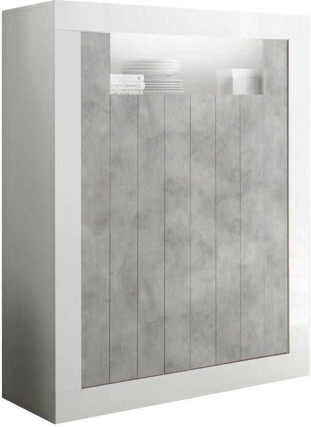 Pesaro Mobilia Opbergkast Urbino 144 cm hoog in hoogglans wit met grijs beton online kopen