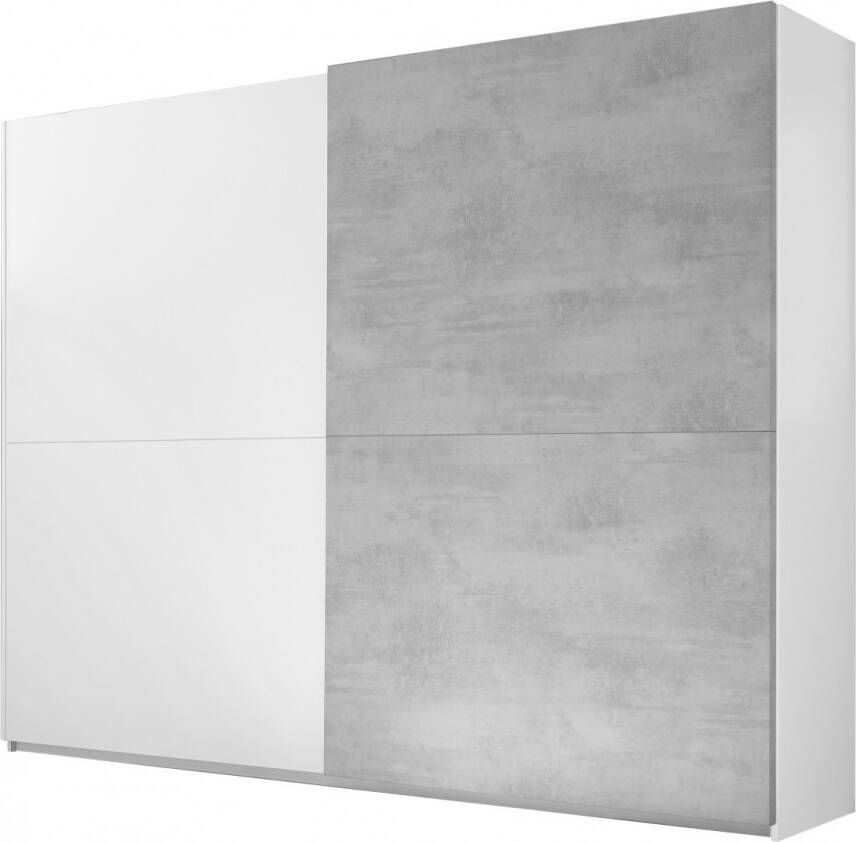 Pesaro Mobilia Schuifdeurkast Amalti Full 275 cm breed in mat wit met grijs beton