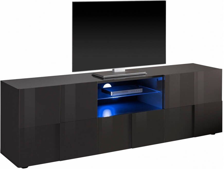 Pesaro Mobilia Tv meubel Dama 181 cm breed Hoogglans grijs