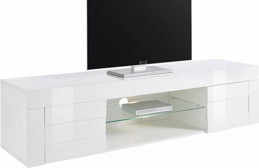 Pesaro Mobilia Tv meubel Easy 181 cm breed in hoogglans wit