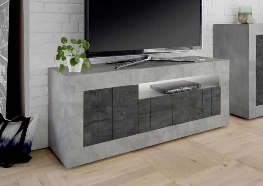 Pesaro Mobilia Tv meubel Urbino 138 cm breed in grijs beton met oxid