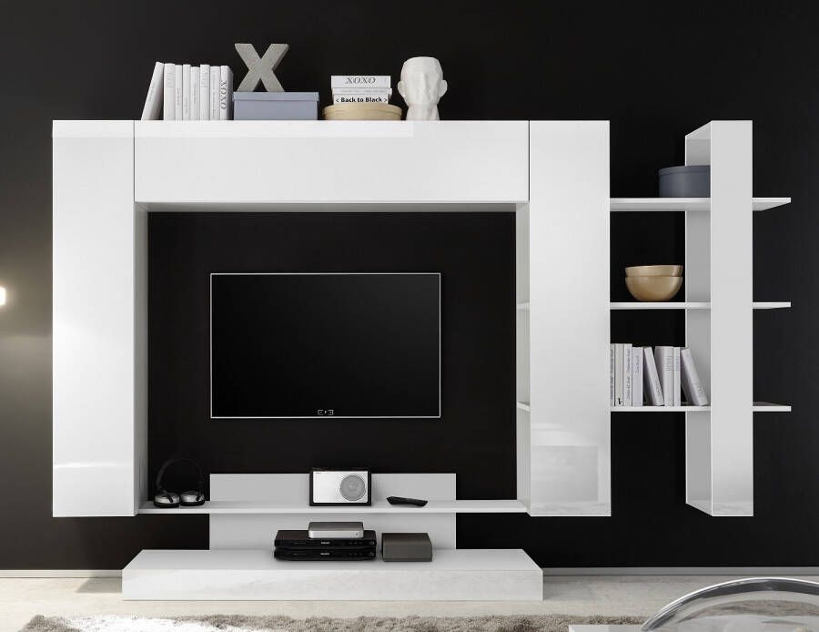 Pesaro Mobilia Tv wandmeubel Jason 259 cm breed in wit