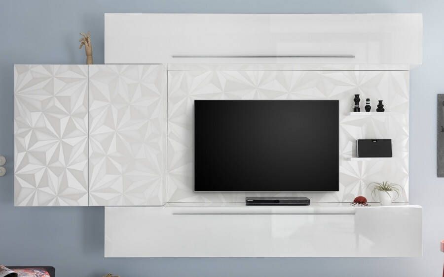 Pesaro Mobilia TV wandmeubel set Kristal in hoogglans wit