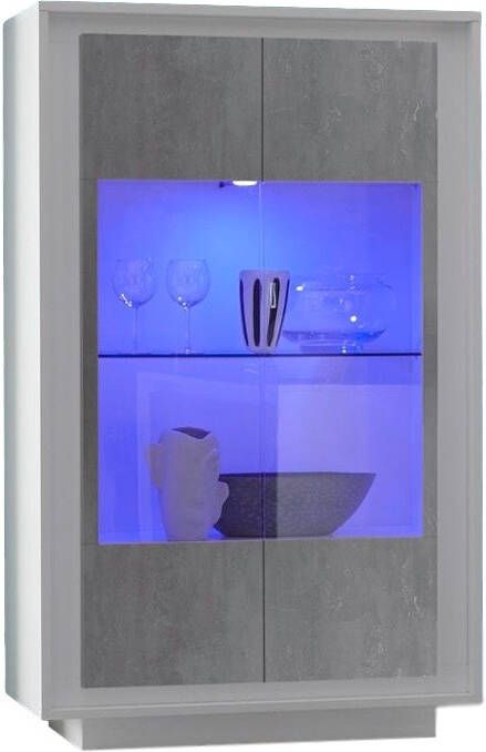 Pesaro Mobilia Vitrinekast SKY 171 cm hoog Wit met Grijs beton online kopen