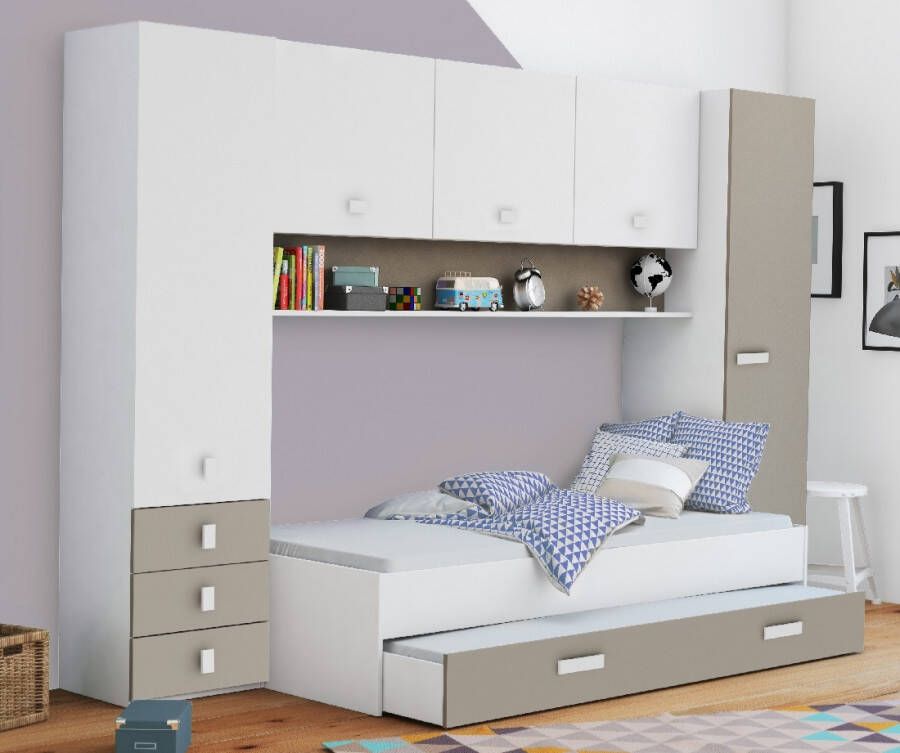 Young Furniture Eenpersoonsbed Tidy 90x200cm in wit met klei ALL INN