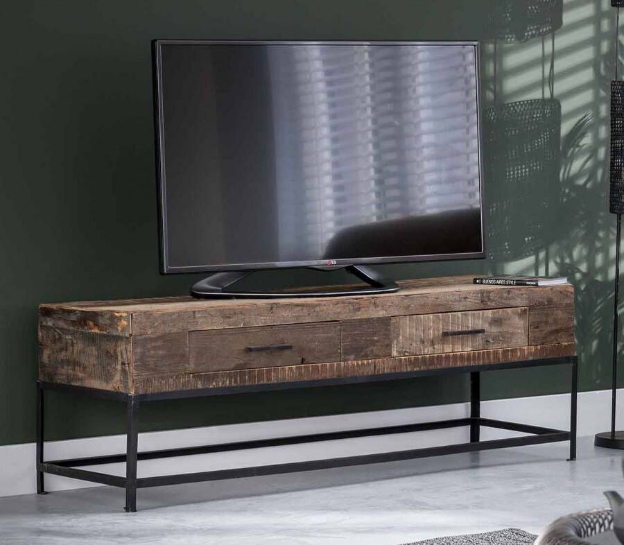 Zaloni Tv meubel Lodge 135 cm breed in massief gerecycled hout