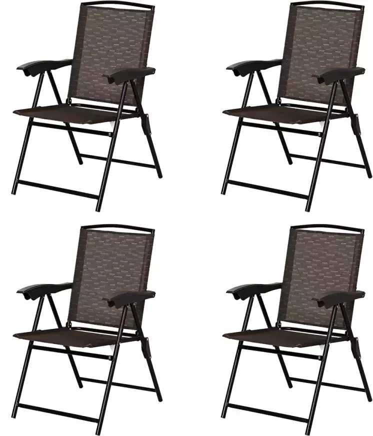 Coast Set van 4 Opvouwbare Stoelen Hoge Rug Tuinstoel Opvouwbare Fauteuil 69 x 54 cm x 90 cm Bruin - Foto 4