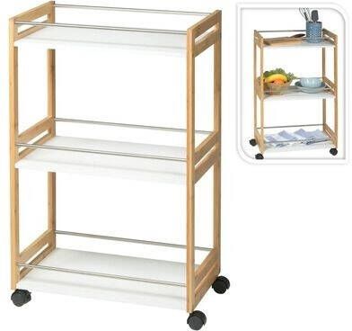 Excellent Houseware Kitchen Trolley with 3 Shelves Bamboo