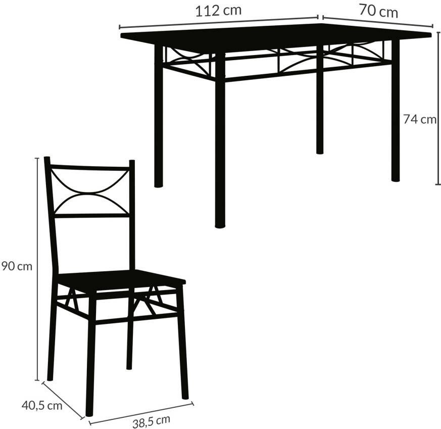 Casaria 5 delig Eethoek Paul Eettafel 4 Stoelen Eetkamer Keuken – Eiken - Foto 2