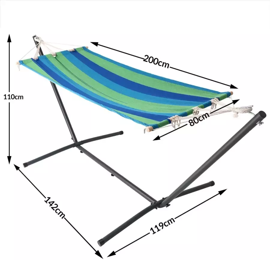 Casaria Hangmat met metalen frame 200x80 cm - Foto 2