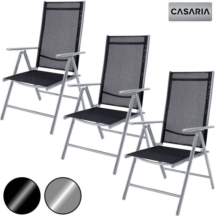 Casaria Tuinstoel Bern Set van 3 Zilver Aluminium
