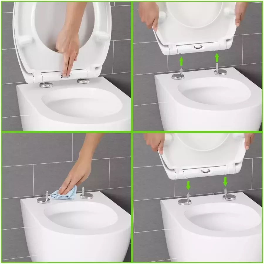 Casaria Wc Bril Duroplastic Soft-close Badkamer Toiletbril Antibacterieel Wit