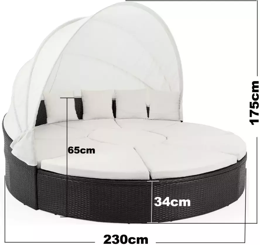 Casaria Zonne-eiland Ø230cm INCLUSIEF 9 kussens en 4 hoofdkussens